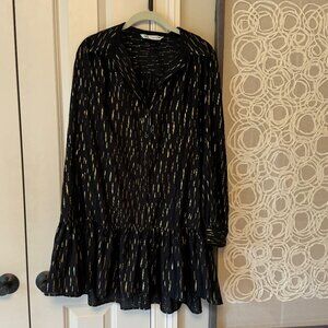 Zara Black and Gold Sheer Dress Size Small